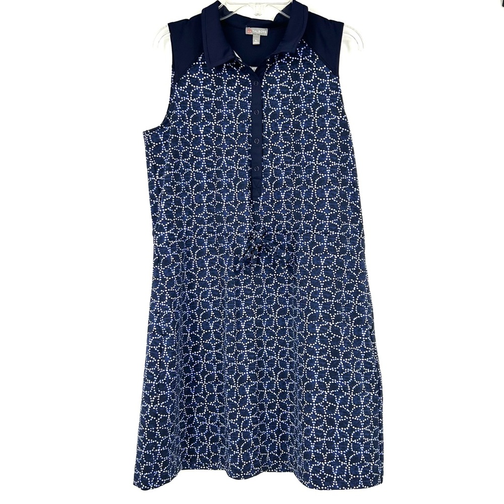 Talbots Navy Blue Sleeveless Printed Polo Dress